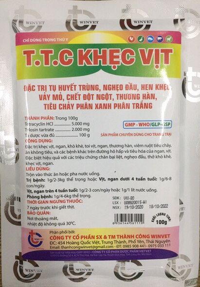 "Hoàn tiền đến 10%" Khẹc vịt Tylosin phòng trị ho hen khò khè sổ mũi Gà vịt ngan cút. thú y Trường T