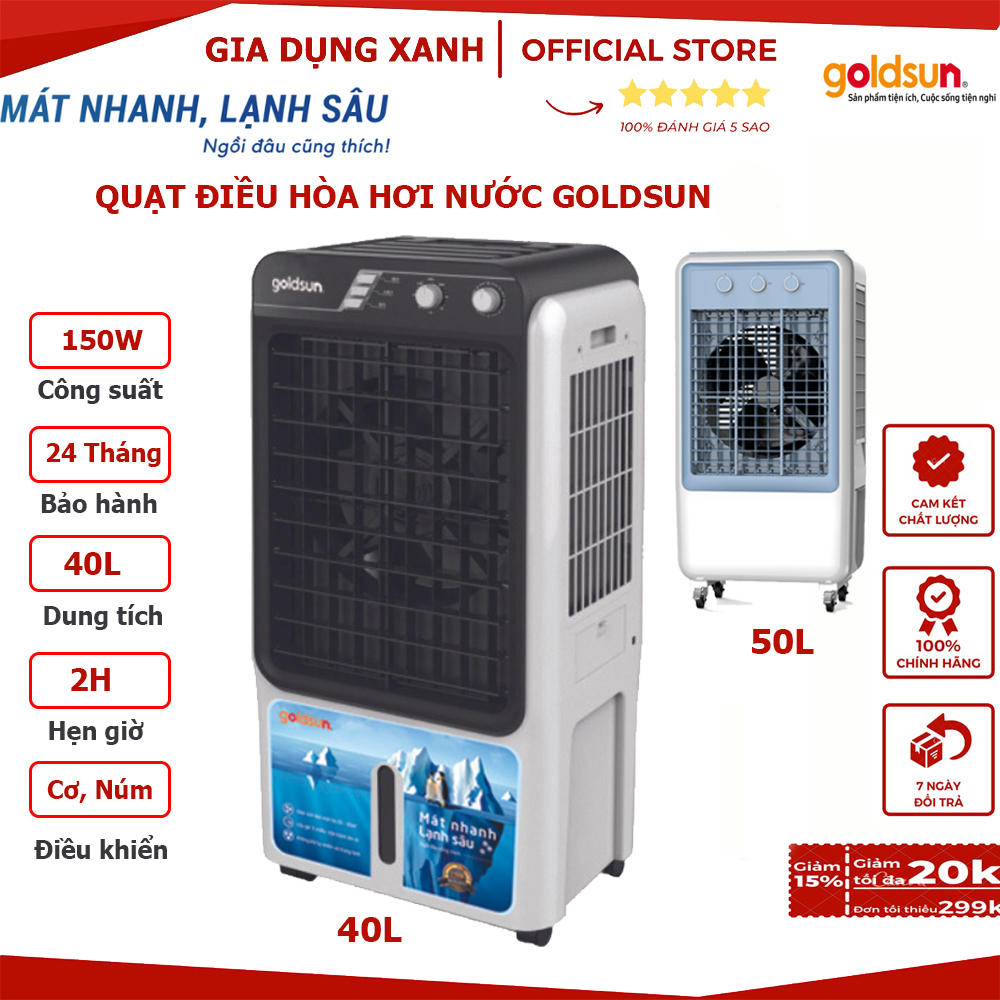 Quạt điều hòa hơi nước Goldsun Việt Nam - Hàng chính hãng - Quạt hơi nước công suất mạnh dành cho gia đình, Siêu Sale!