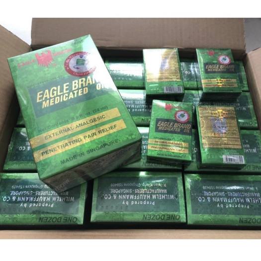 Dầu gió xanh con Ó Singapore 24ml - Dầu Gió Nước Xanh 2 Nắp Singapore Eagle Brand 24ml