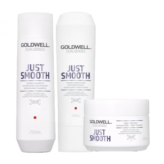 Dầu gội + Dầu xả + Hấp dầu siêu mượt Goldwell Just Smooth 250ml