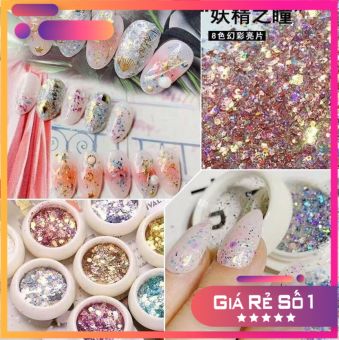 Nhũ Vảy Cá , Nhũ Rắc Vảy Cá ( Set 8 Hũ ) - Sugar Nails