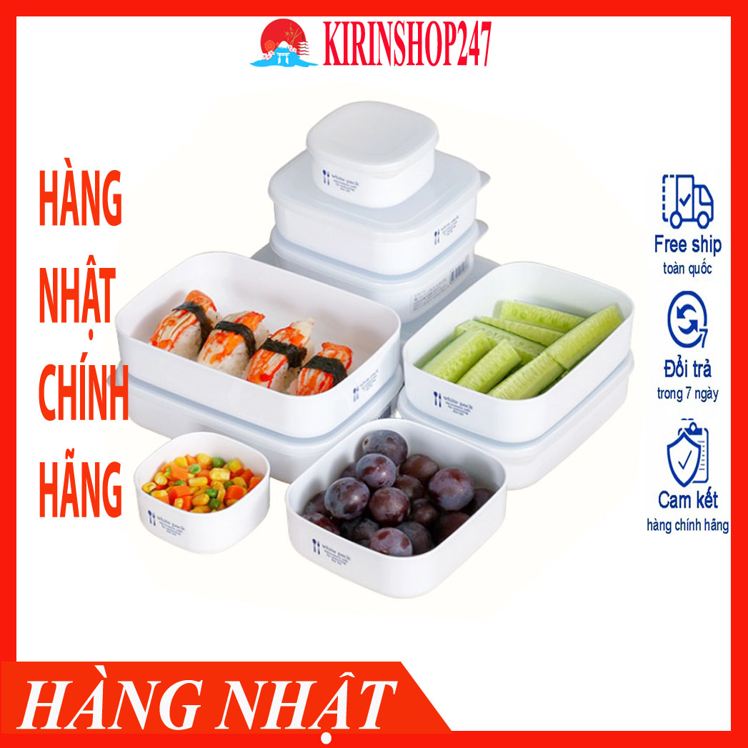 Bộ hộp đựng thực phẩm bảo quản thức ăn, hộp trữ đông, quay lò vi sóng White Pack Hàng Nội Địa Nhật