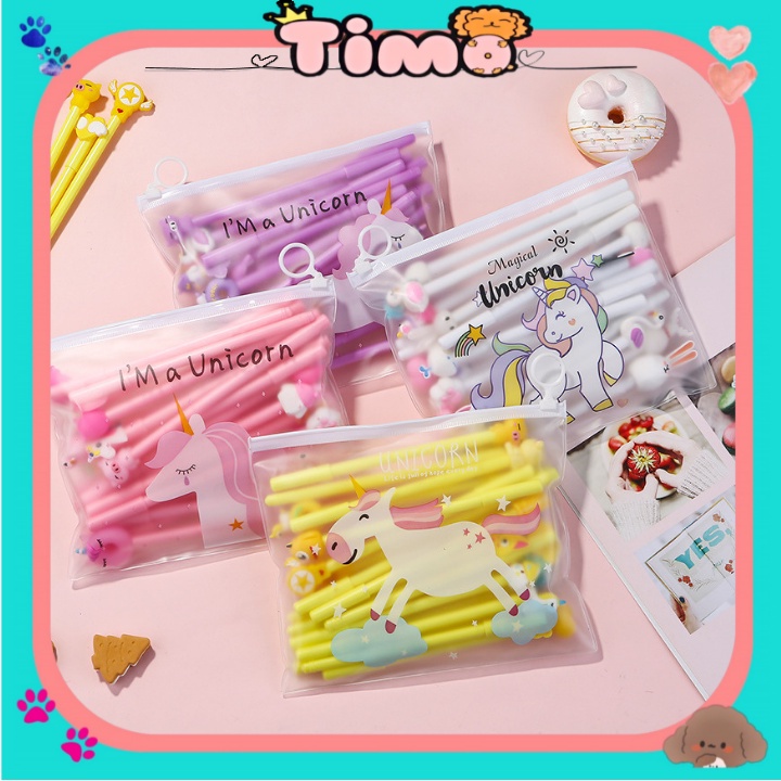 Bút bi cute gel nước mực đen đồ dùng học tập dễ thương set 20 cây vpb1