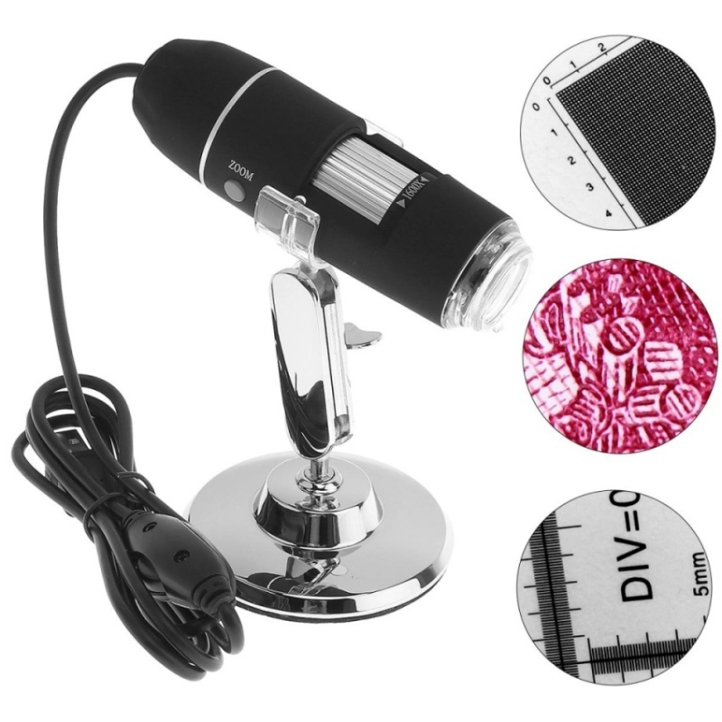 1600X 2MP USB 8 LEDs Electronic Digital Microscope with Metal Stand - intl
