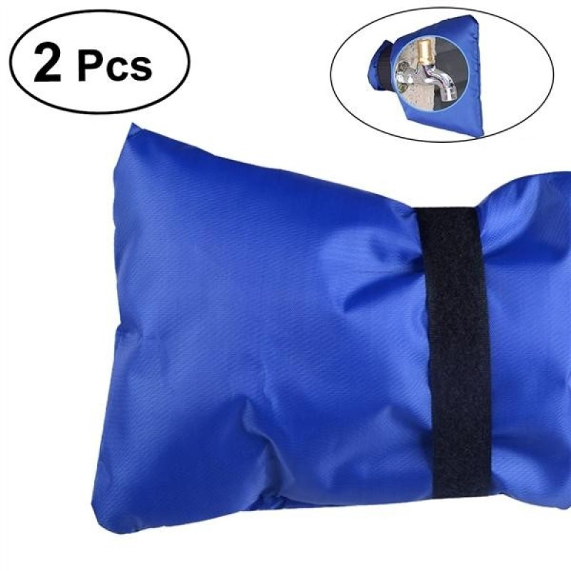 2pcs Outdoor Faucet Covers Soft Warm Faucet Protector Waterproof Cover for Freeze Protection(Blue) - intl
