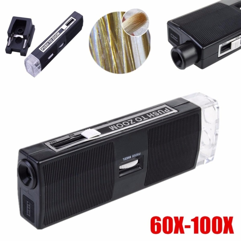 60X-100X LED Light Pocket Microscope Handheld Magnifying - intl