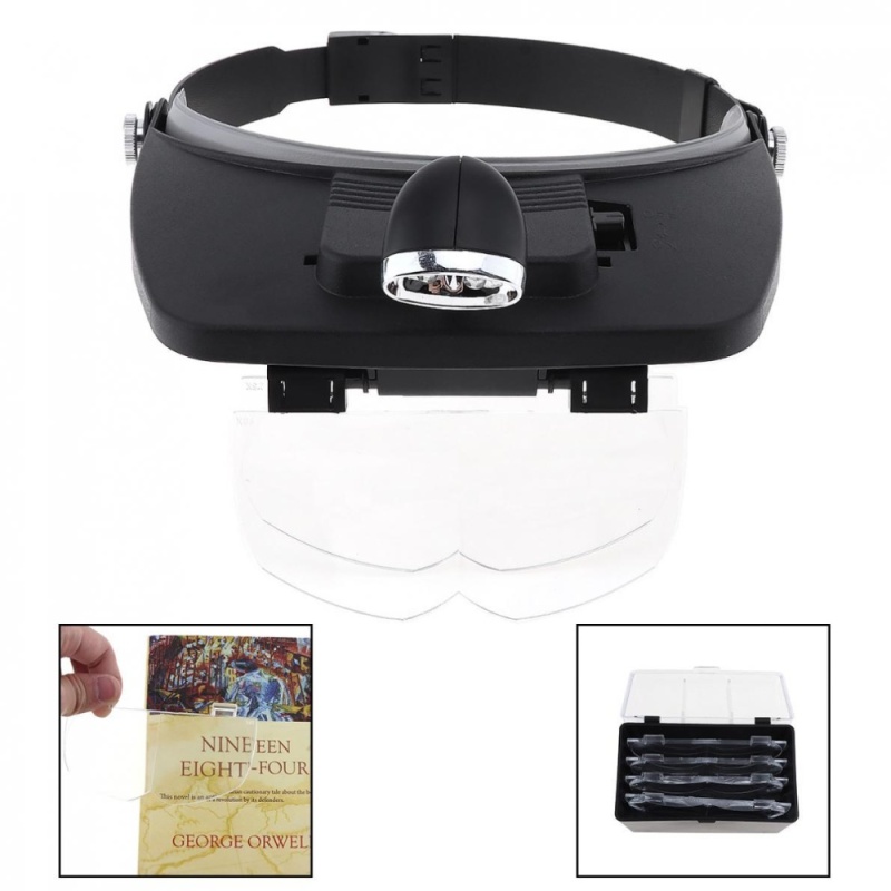 7X Headband Type Magnifying Glass with LED Light and 4 Magnifying Lens - intl