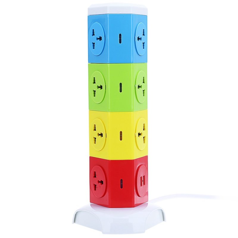 Alardor Colorful ALD - 4W8K - L 180 Degree Rotating Socket Intelligent Vertical Surge Protection Power Strip - EU PLUG - intl