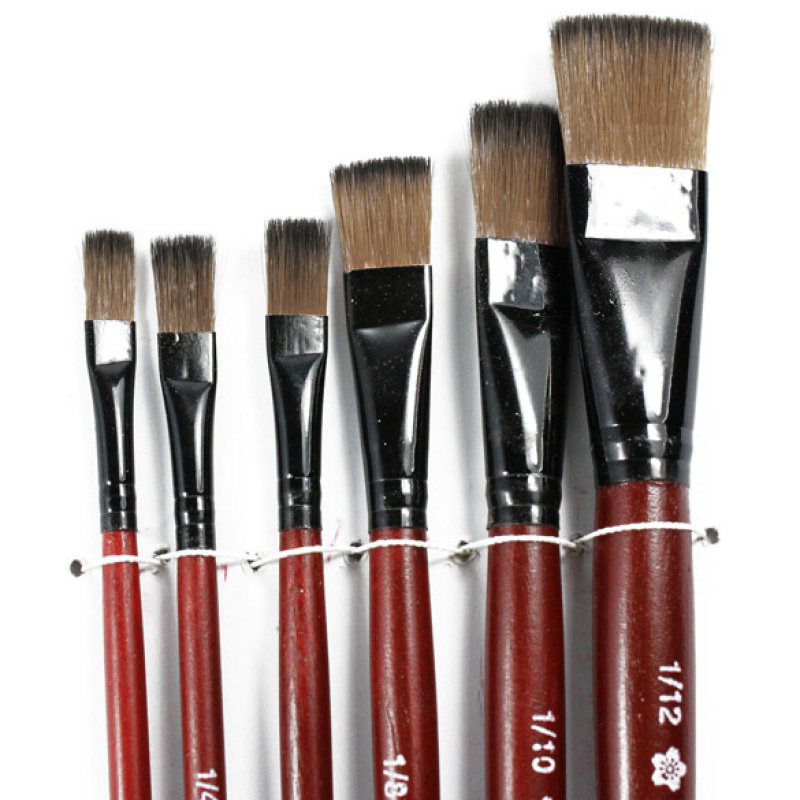 Art Artist Supplies 6 Brown Nylon Paint Brushes