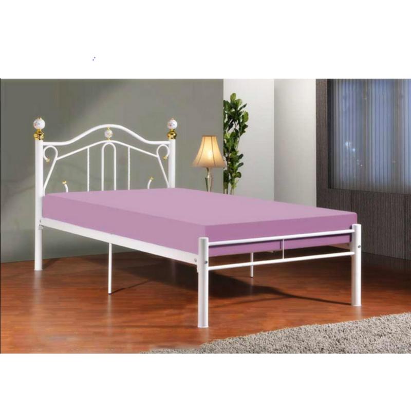 BFF-Maria Single Size Metal Bed (White)