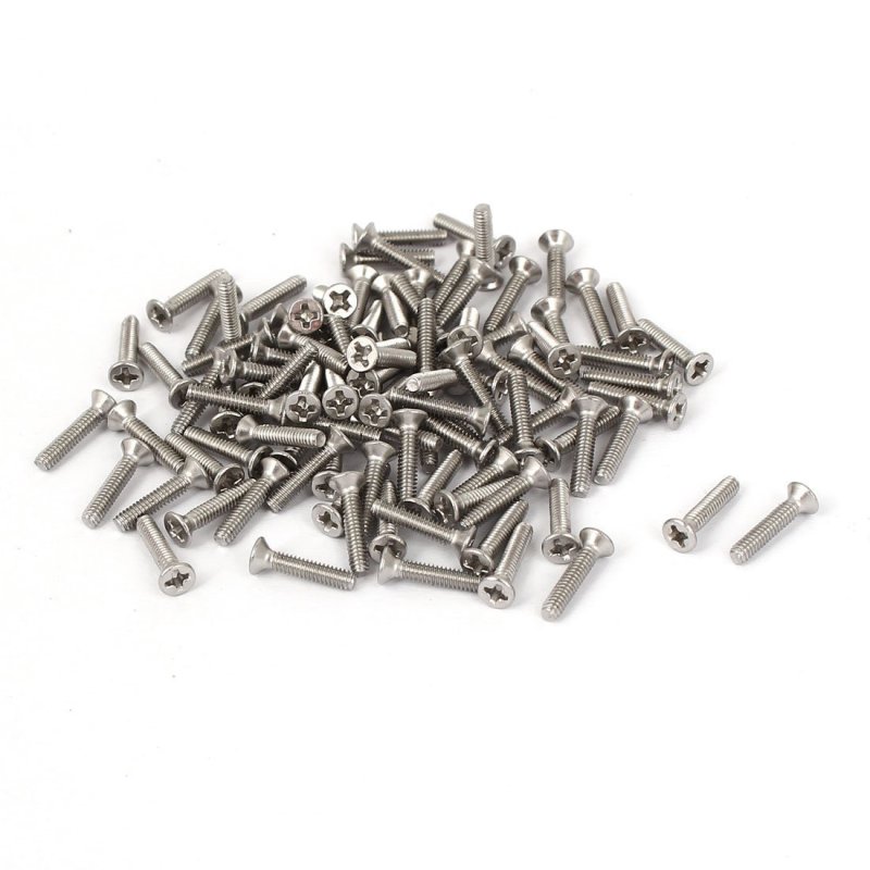 BolehDeals 100Pcs M2x10mm Stainless Steel Flat Head Cross Screw Pan Head Screws Set - intl