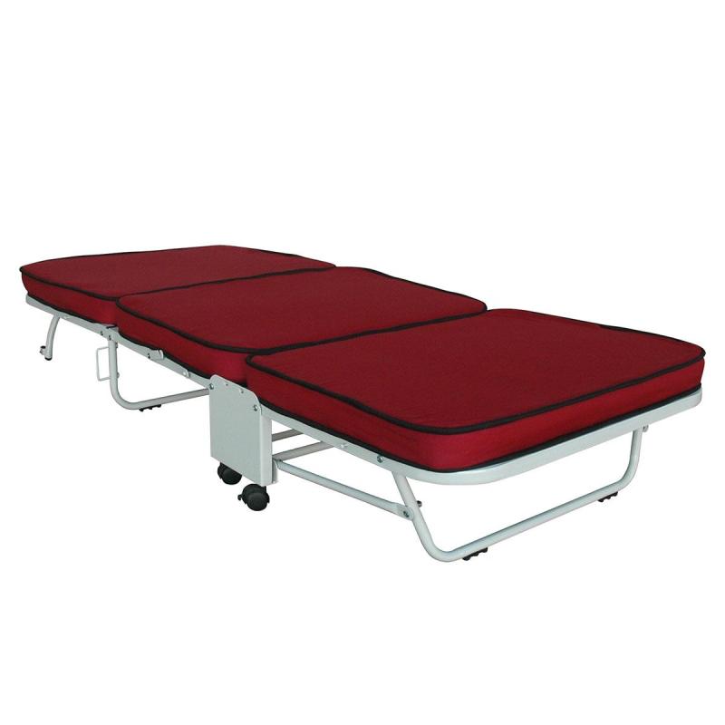 Box Furniture Aster Folding Bed with Mattress (Maroon)