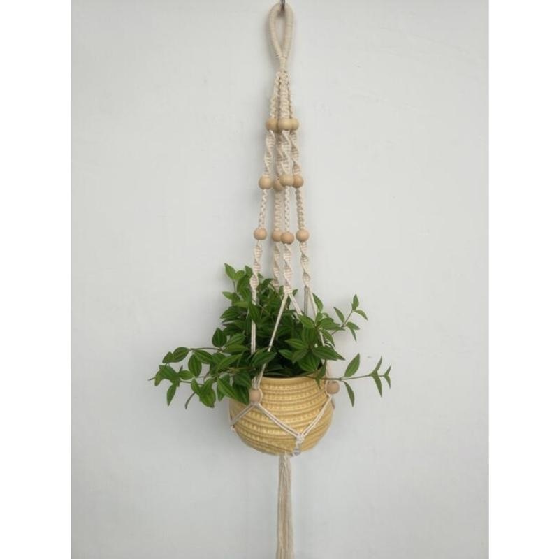 Braided Ropes Hanging Basket Bag Flowers Pot Holder Hanger Garden Gadget - intl