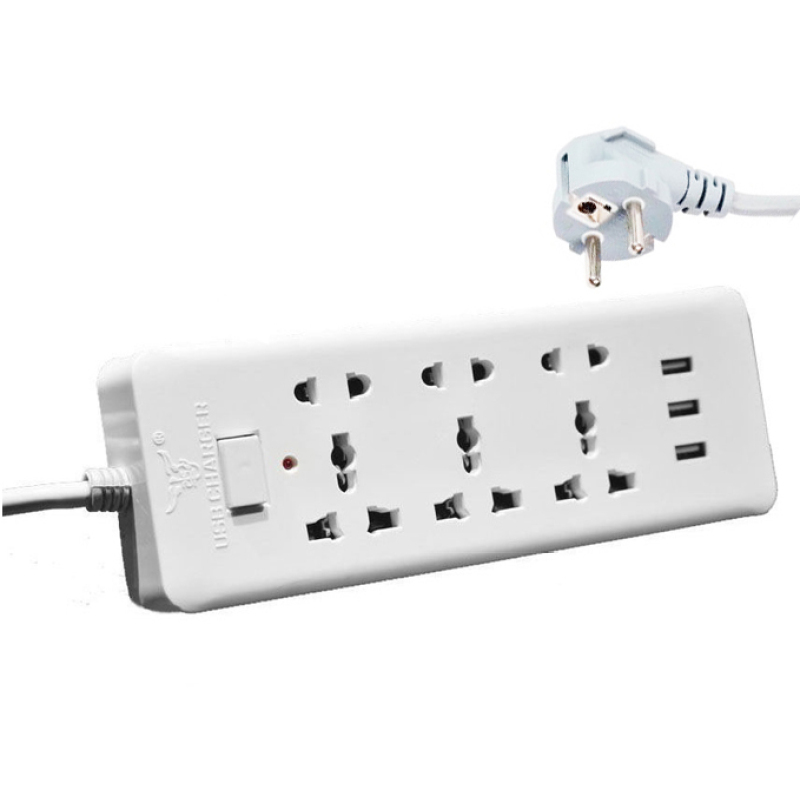 High Voltage Fireproof Universal Socket 6Outlet 3 USB Socket -
European Plug