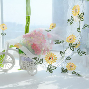 Flower Color Tulle Door Window Curtain (Yellow Daisy ) (EXPORT) April 2018 - 2 Flower Color Tulle Door Window Curtain (Yellow Daisy ) (EXPORT) - 2