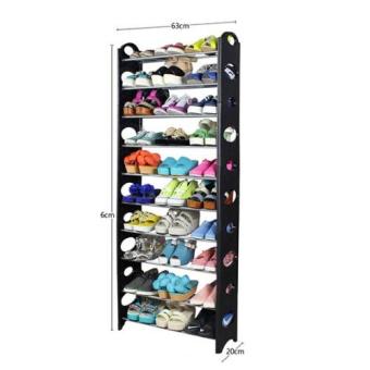 10-tier Stackable Shoe Rack With Plastic Side Panels April 2018 - 2 10-tier Stackable Shoe Rack with Plastic Side Panels - 2