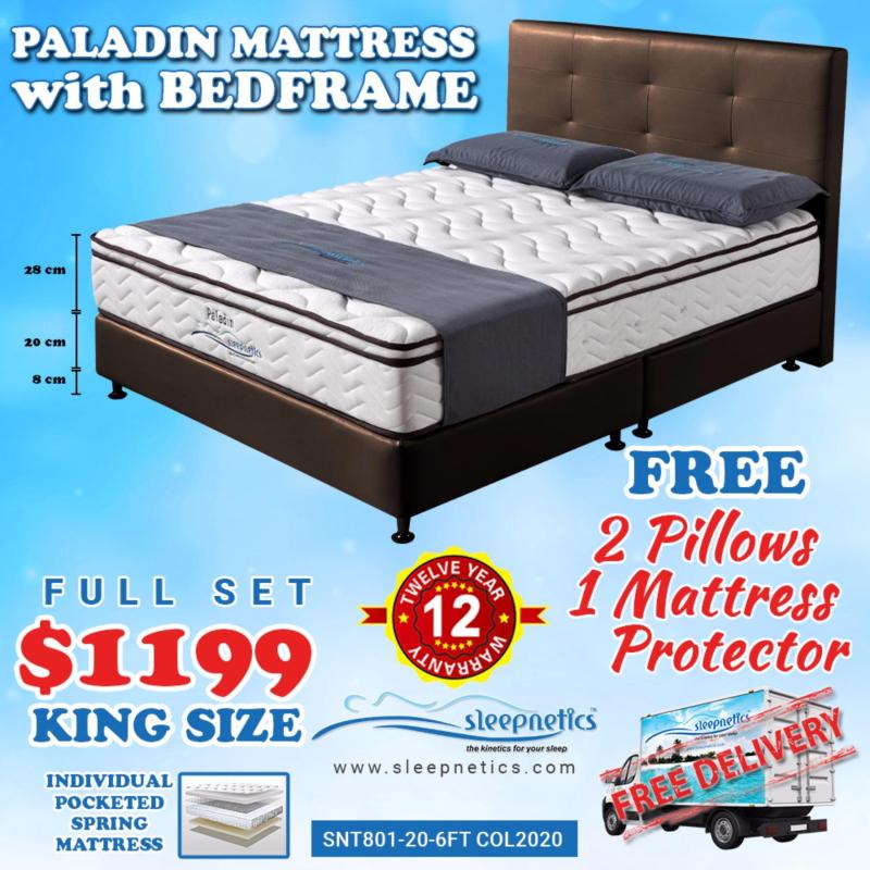 King Size | Sleepnetics Mattress + Divan Bed Frame (BROWN) + Free 2
Pillows + 1 Mattress Protector