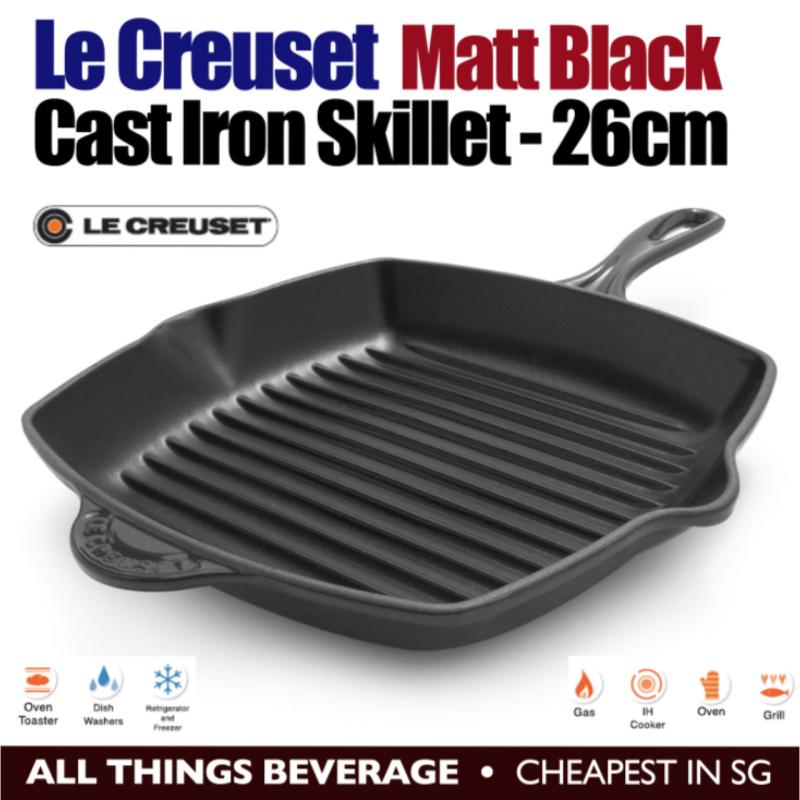 Le Creuset Cast Iron Square Skillet Grill Pan 26cm Matt Black Singapore