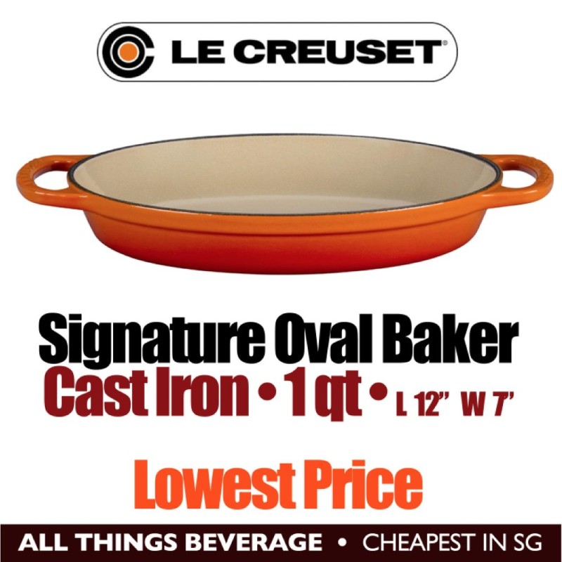 Le Creuset Signature Oval Baker Cast Iron Flame 1 qt (Lowest Price) Singapore