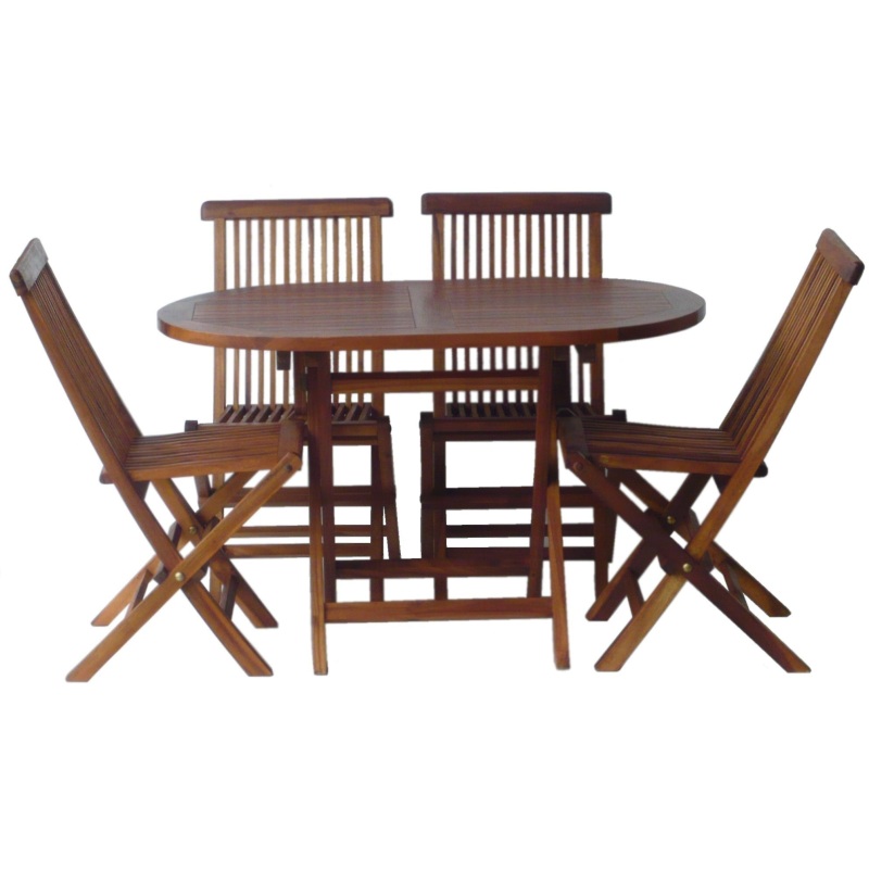 Levante Oval Folding Table + 4 Folding Chairs