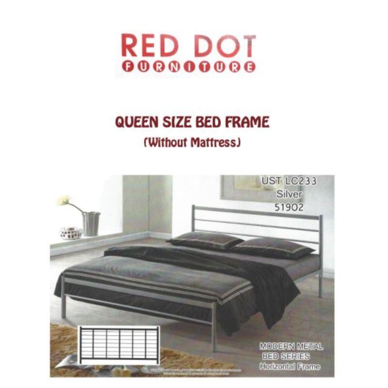 Metal Bed Frame Queen Size (Silver)