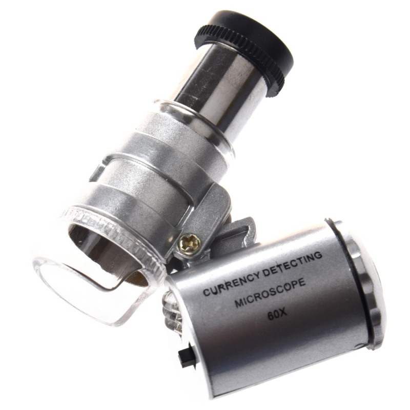 Mini 60x LED Pocket Microscope Jeweler Magnifier Adjustable Loupe - intl