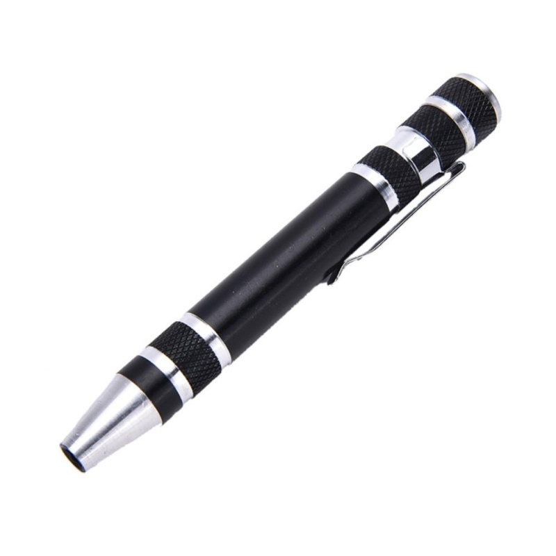 Precision Mini 6 in 1 Slotted Bits Screwdriver Pen Set Repair Tools Black - intl
