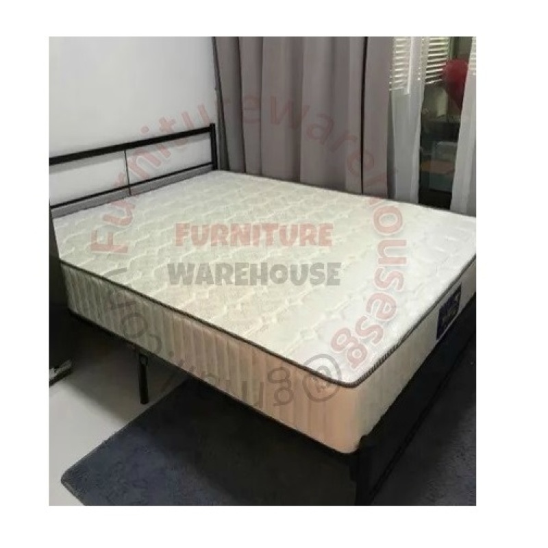 Queen Size Bed with 9 inch Spring Mattress (Black)