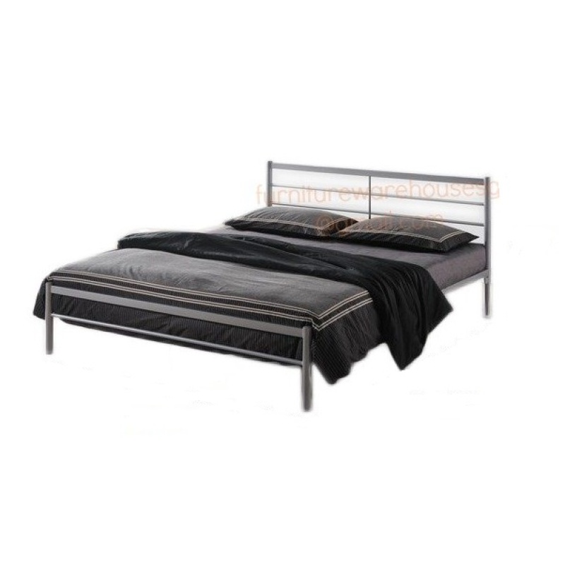 Queen Size Bedframe with 9inch Spring Mattress + Free 2 Pillow (Silver)