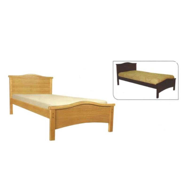 Red Dot Wooden Bed Frame Solid Mahogany Finish Super Single Dark Brown