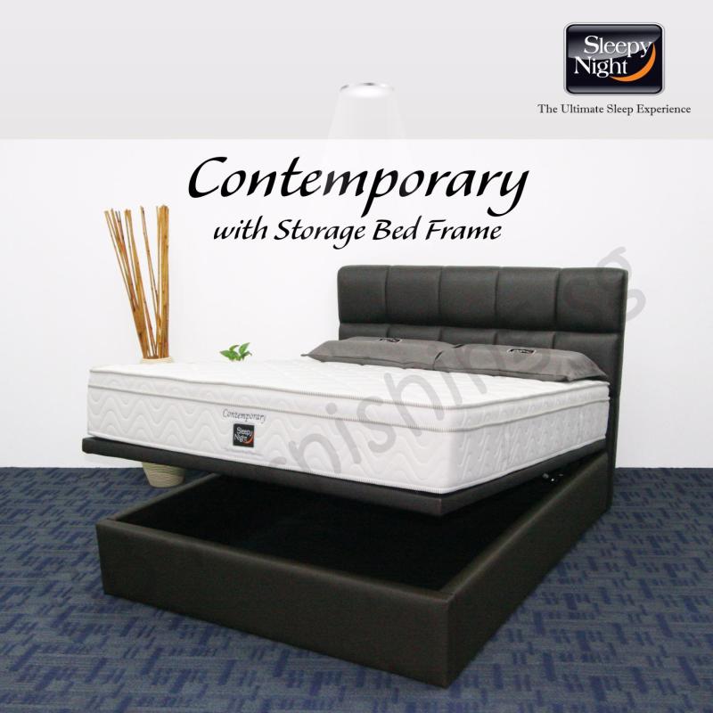 Sleepy Night (Queen) Contemporary Mattress with Jean Storage
Bedframe
