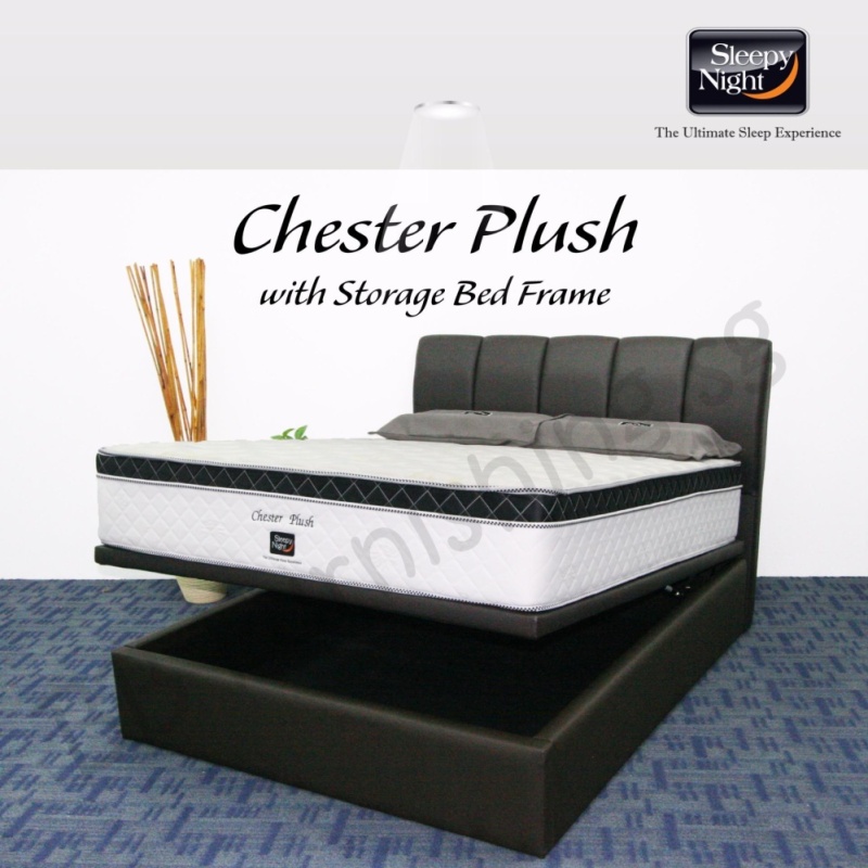 Sleepy Night (Single) Chester Plush Mattress with Jacinta Storage
Bedframe