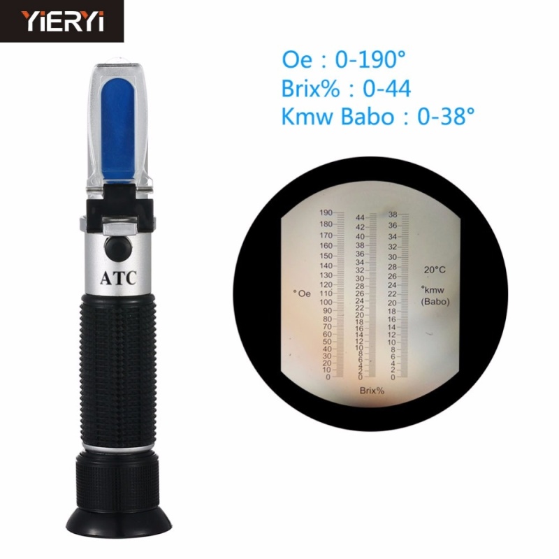 yieryi New 3 in 1 Handheld 0~44% Brix 0~190 Oe Oechsle 0~38 KMW
Refractometer Wine Beer Fruit Juice Brew - intl
