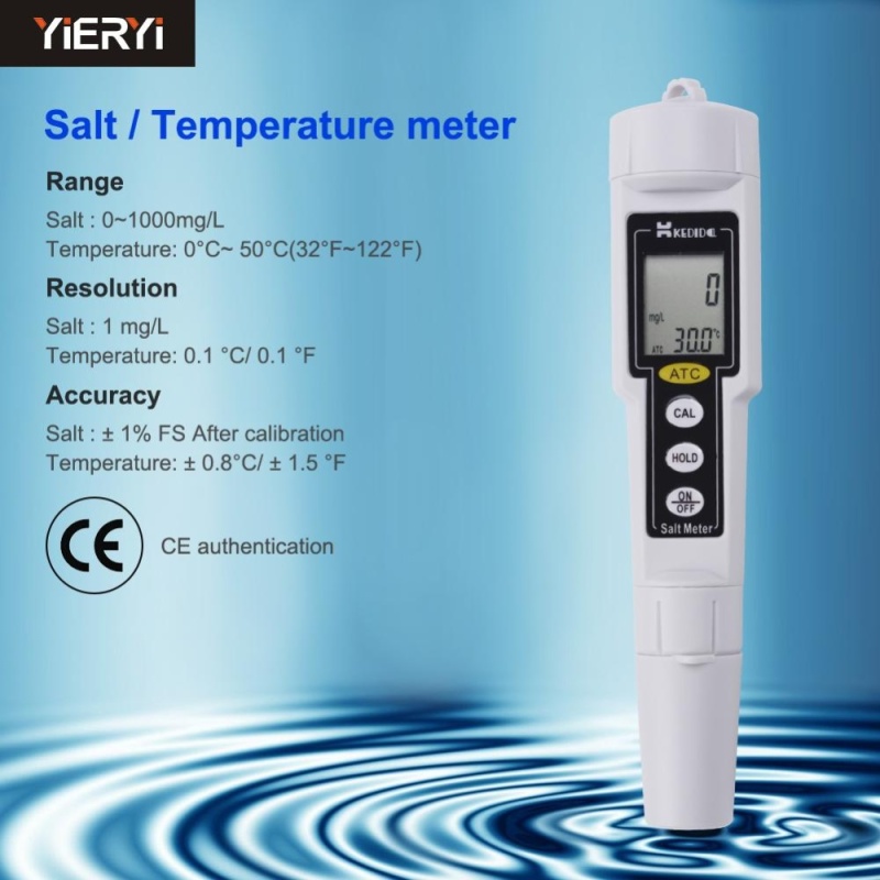 yieryi New CT-3080 Pen Type Salt Meter Digital Display Salinometer Waterproof Test Range 0-1000 mg/L Water Tester Salinity Tester - intl