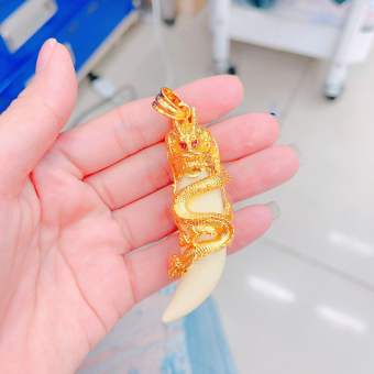 Mặt Dây Chuyền Nam Đá Trắng Phong Thủy Chạm Rồng - HD0305296 - Dùng Làm Trang Sức Đeo Phối Với Đồ Dự Tiệc Cực Sang