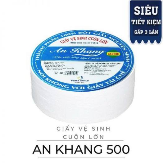 GIẤY VỆ SINH CUỘN LỚN AN KHANG BỘT GIẤY NGUYÊN SINH AKC500
