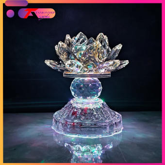 Đèn pha lê hoa sen nguyên khối, trưng bàn thờ, trang trí tủ thờ phật, thờ quan âm PL43-T