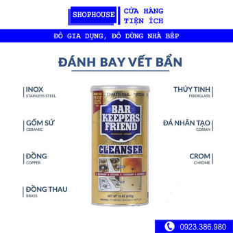Bột tẩy đa năng BKF Bar Keepers Friend - Làm sạch kính, sen vòi, xoong nồi, vết ố,...