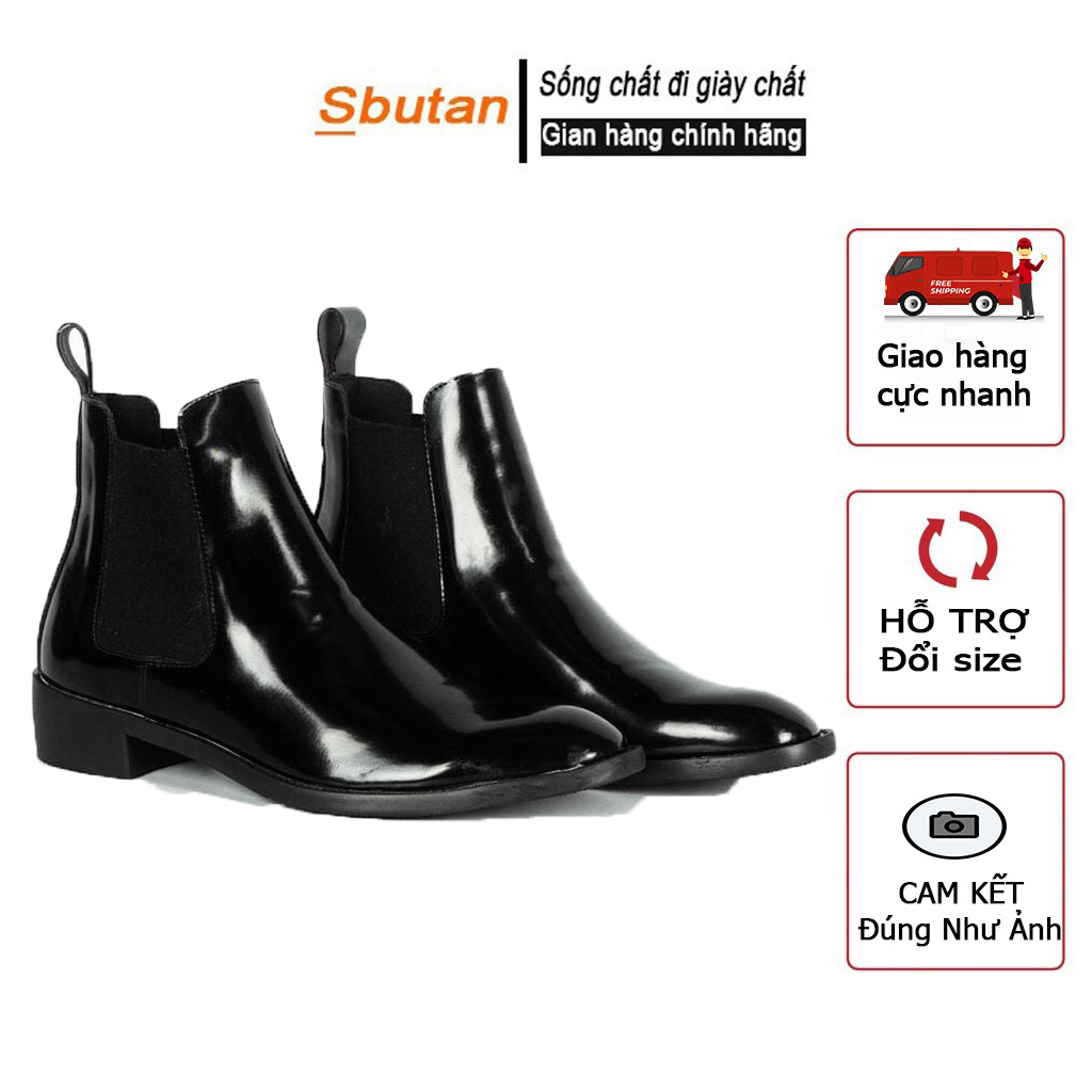 Giày chelsea boot nam - sbutan - chất liệu cao cấp da bóng không nhăn cực ôm chân tôn dáng