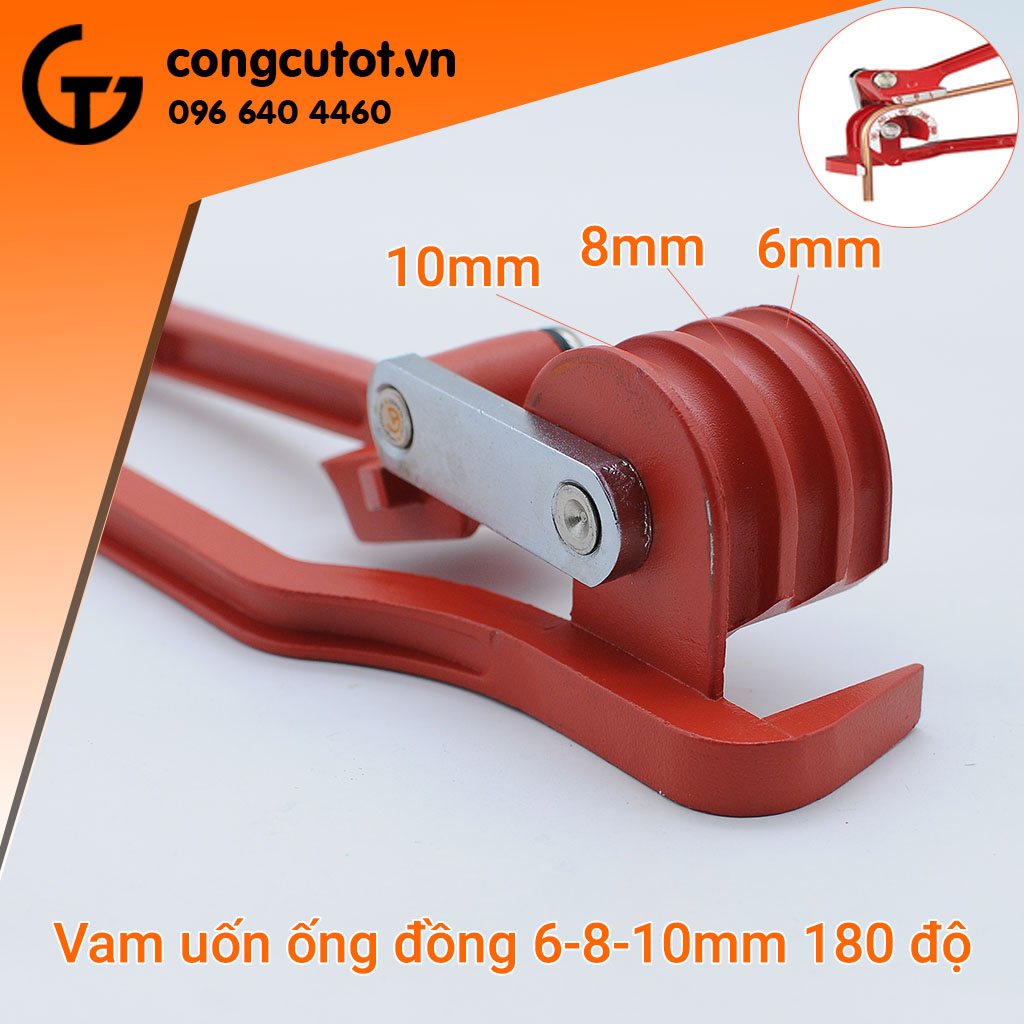 Dụng cụ uốn ống chuyên nghiệp 180 độ 6/8/10mm, Thiết kế gọn nhẹ, dễ dàng sử dụng Góc uốn cong 0-180° Không làm móp ống, gẫy ống khi uốn