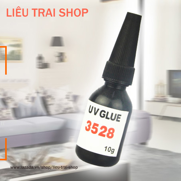 Keo dán thủy tinh Keo UV 3528 và đèn Led dán kính thuỷ tinh gắn kính gắn thuỷ tinh pha lê kim loại 10gram