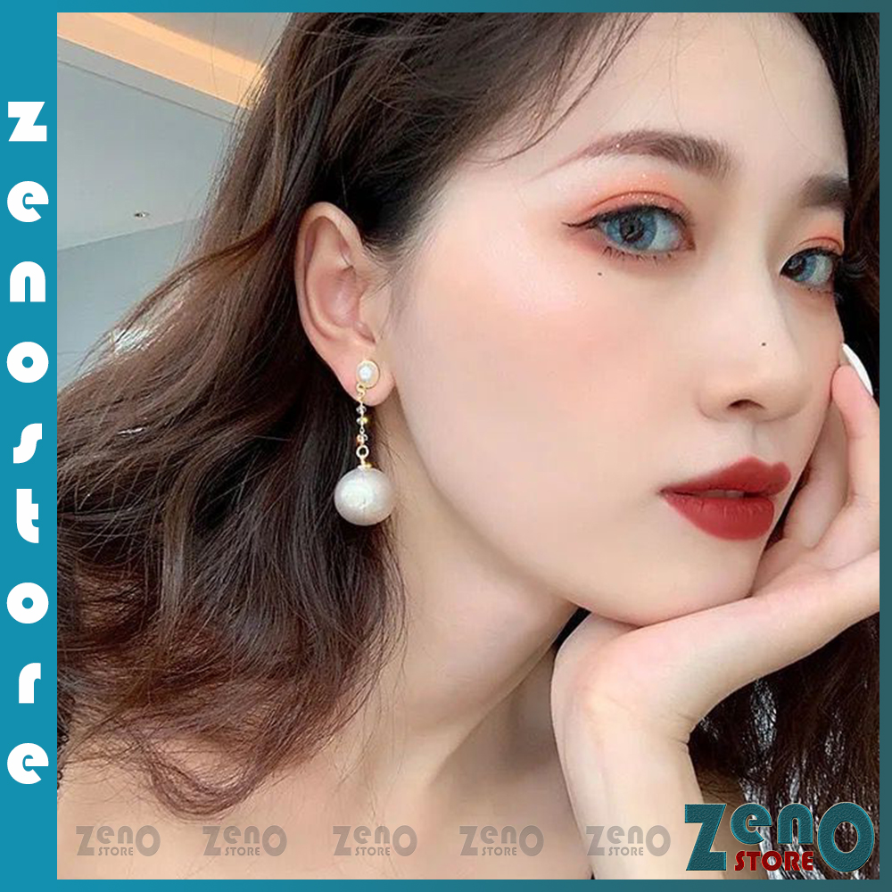 Khuyên tai zeno bạc ý phong cách hàn quốc, bông tai tua dài bạc s925 kt11