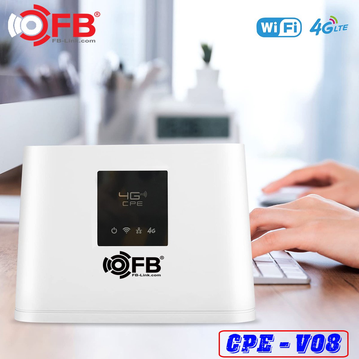 Router Wifi 4G LTE FB-Link CPE-V08 (Ko anten, chuyên dùng xe khách, 32 user, 1LAN)