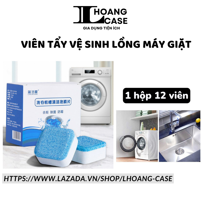 Viên tẩy lồng máy giặt diệt khuẩn và tẩy chất cặn lồng máy giặt hiệu quả ( 1 hộp 12 viên)