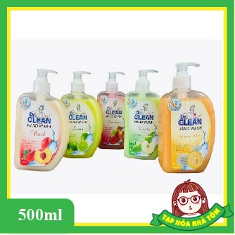 Nước rửa tay dr.clean các hương táo, dâu, dưa lưới, đào chai 500ml