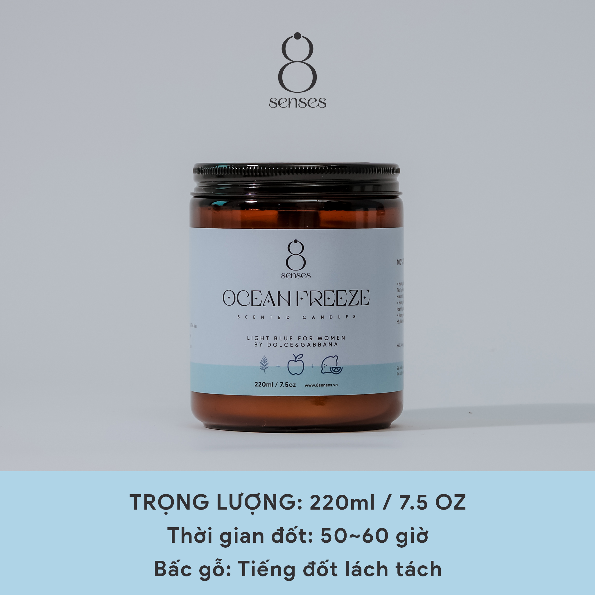Nến thơm tinh dầu nước hoa cao cấp Ocean Freeze by D&G