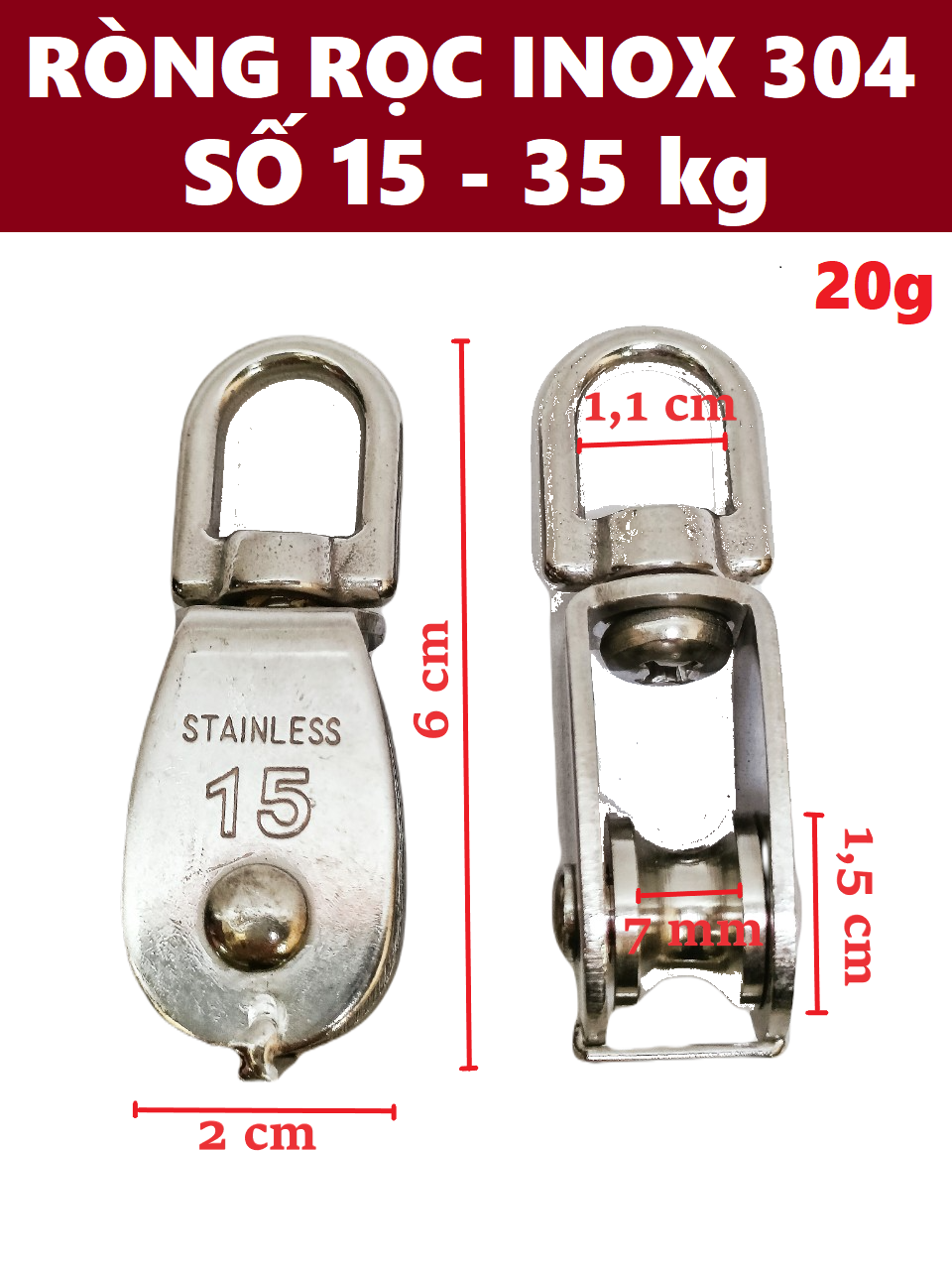 Ròng rọc inox 304 số 15