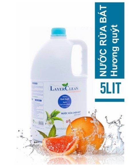 Nước rửa chén hữu cơ dành cho da nhạy cảm và an toàn cho bé Layer Clean Hương quýt 5 Lít