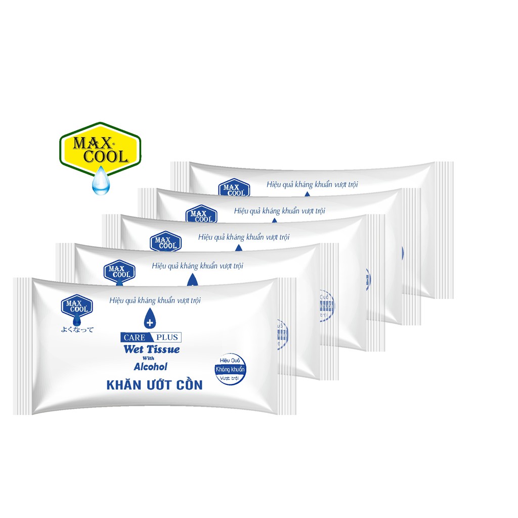 Combo 100 cái Khăn ướt Cồn Max Cool kháng khuẩn Wet Tissue Alcohol