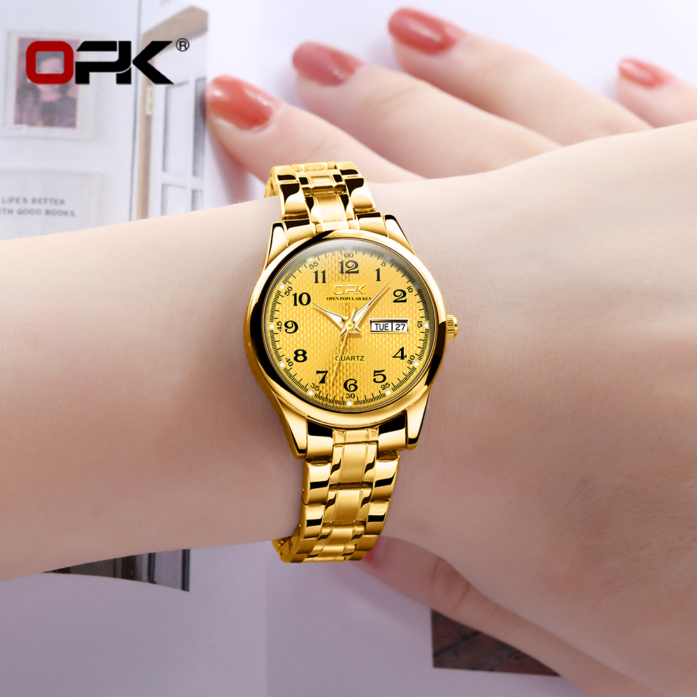 Đồng hồ nữ mặt tròn cổ điển chất liệu thạch anh chất liệu thép không gỉ chống trầy xước OLEVS